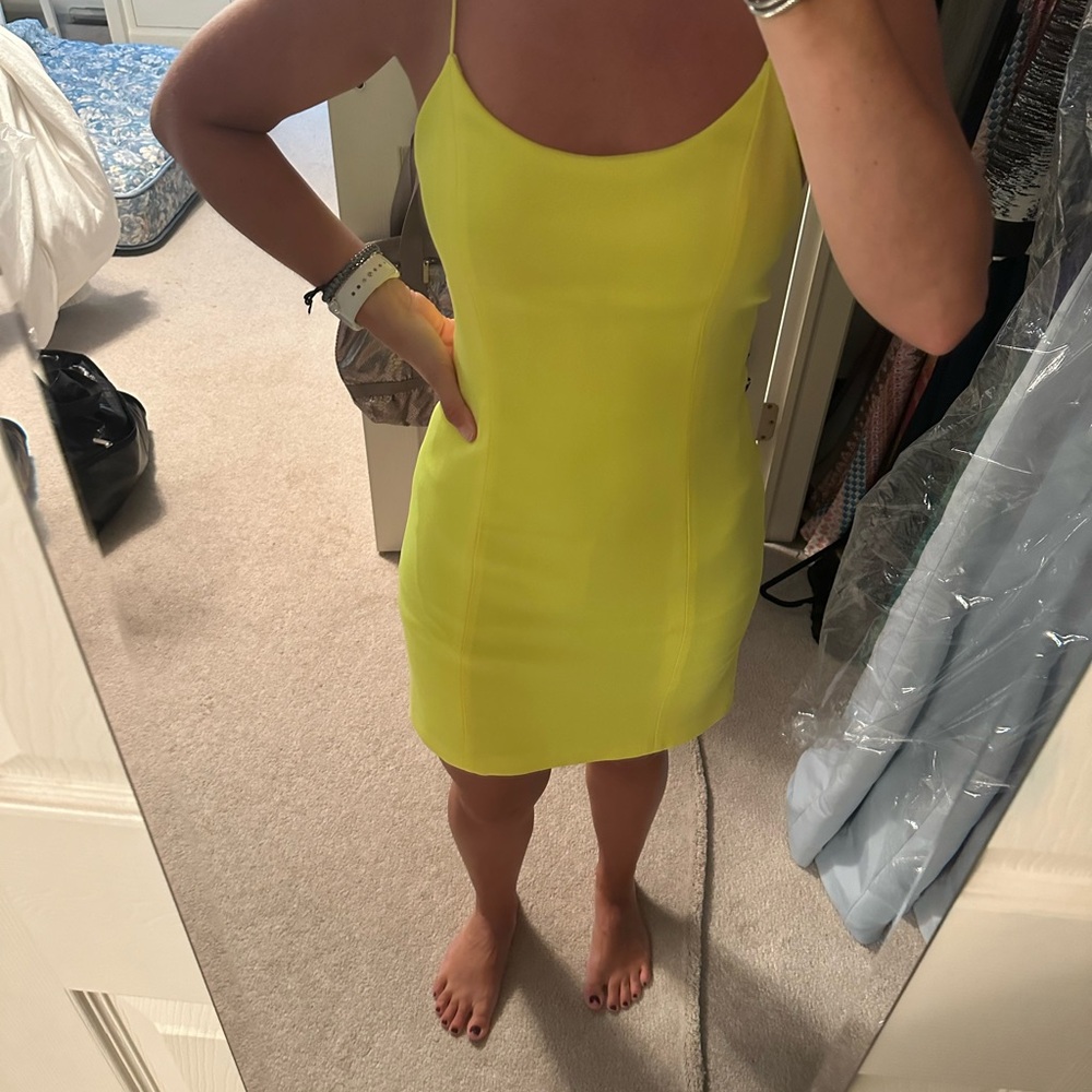 Alice and Olivia Nelle Neon Yellow Dress